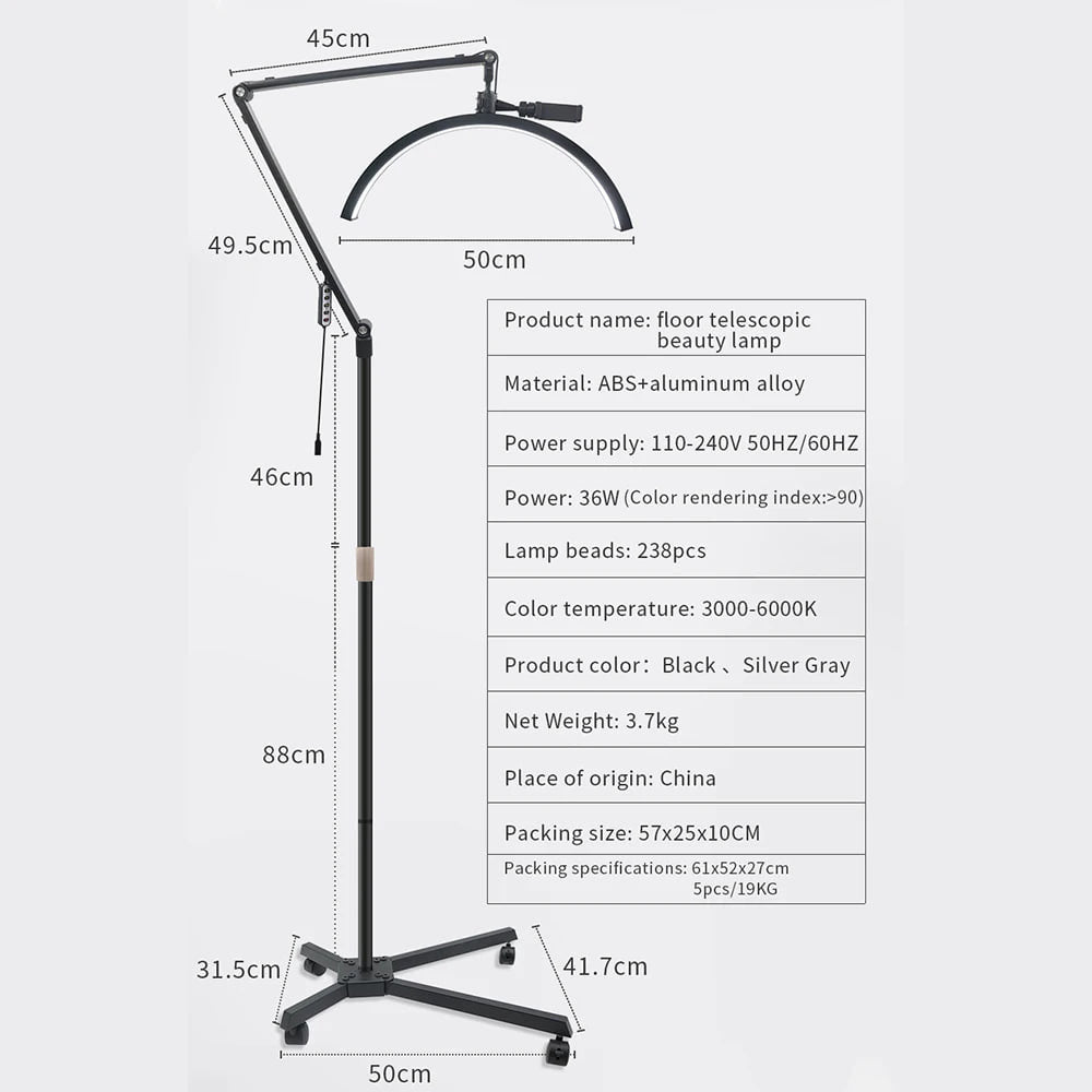 Безтеневая LED лампа-полумесяц HD-M50X 36W color 3200-5600K 50cm light:238 138-180cm Alloy lamp head+metal support