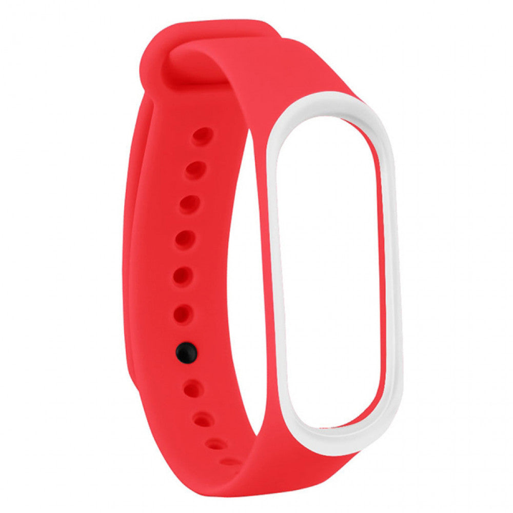 Ремінець Silicone Line Xiaomi Mi Band 5 6 — Red & White