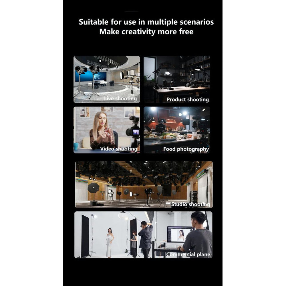 Гнучкий світлодіодний відеосвітло ZSYB JB-200X 200W 3200K-5600K з керуванням через додаток 63 см