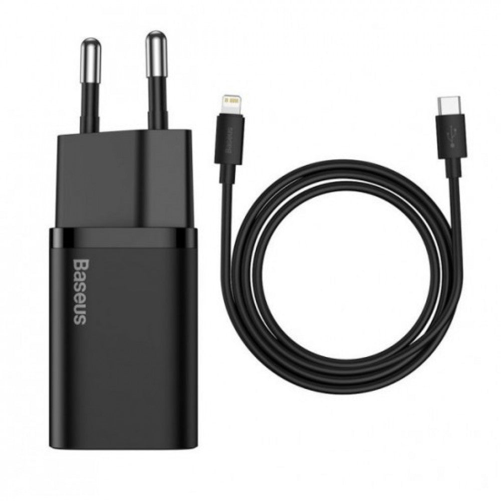 Home Charger 20W 1C C to Lightning Cable (1m) Baseus (TZCCSUP-B) Super Si Quick Charger — TZCCSUP-B01 Black
