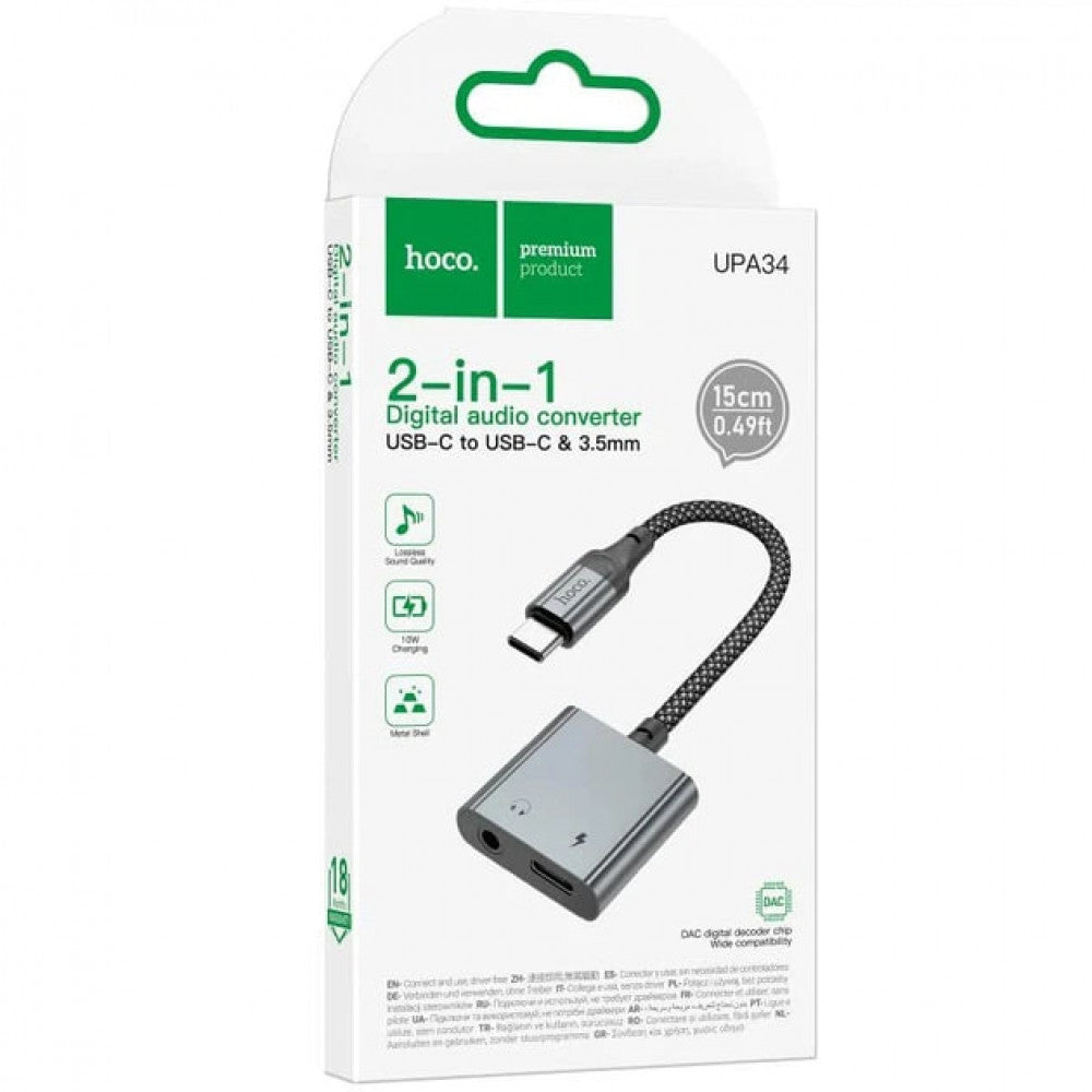 Адаптер USB-C — USB-C+3,5 мм — Hoco UPA34