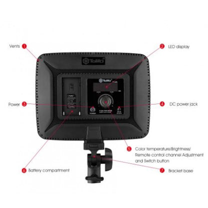 Лампа відеосвітло LED PT-24B 24W color 3200-5600K /2400LM/Battery F-750 4400Mah+Charger (240*184*14)