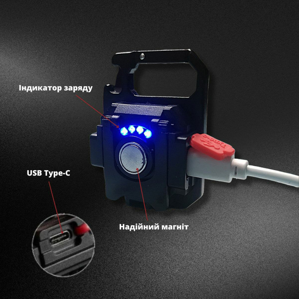 Аккумуляторный LED фонарик W5130 с Type-C (7 режимов, карабин, магнит)