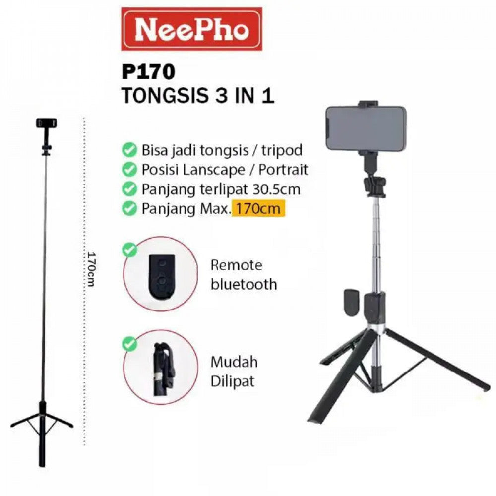 Monopod Tripod For Mobile | Bluetooth | m | Neepho NP-P170