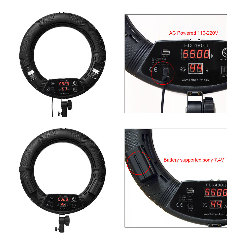 Лампа Кільцева LED Veron FD-480 II LSD 96W White із дзеркалом