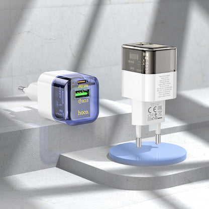 Home Charger 30W PD QC3.0 C-C Cable (1m) Hoco C131A - Transparent Black