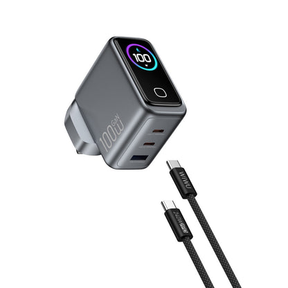 Home Charger | 100W | GaN | 1U | 2C | C to C Cable (1m)— Wiwu CHG300