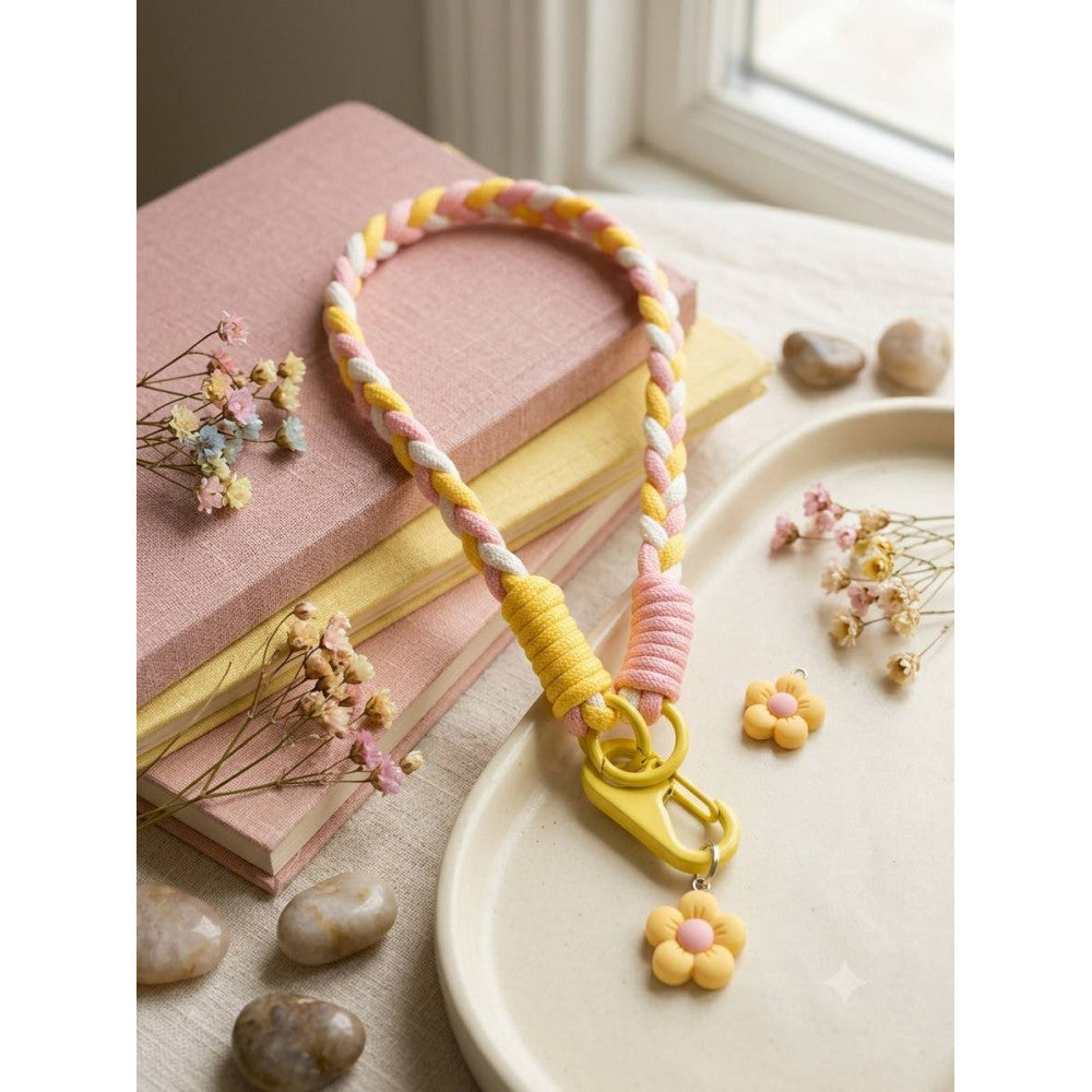 Брелок Braid Flower  — Yellow&Pink