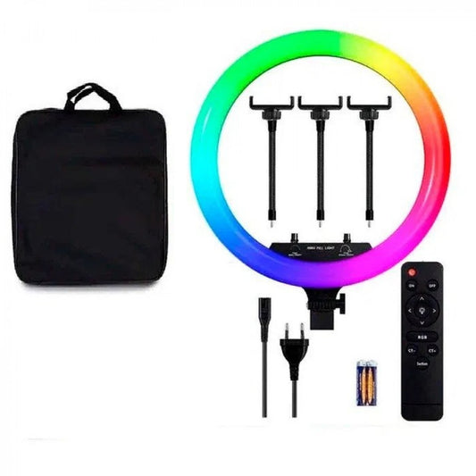 Лампа Кольцевая LED RL-21 RGB Original 54 cm  65w | 416 Lights | Remote I 3m cable with plug  I 3 holder I carry bag