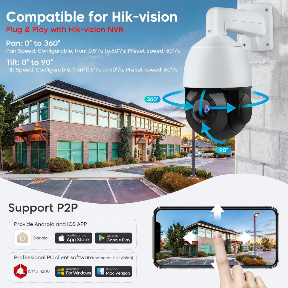 IP Camera 4MP HD-IP POE AI Smart PTZ - Model: PT-IP54F (IP66)