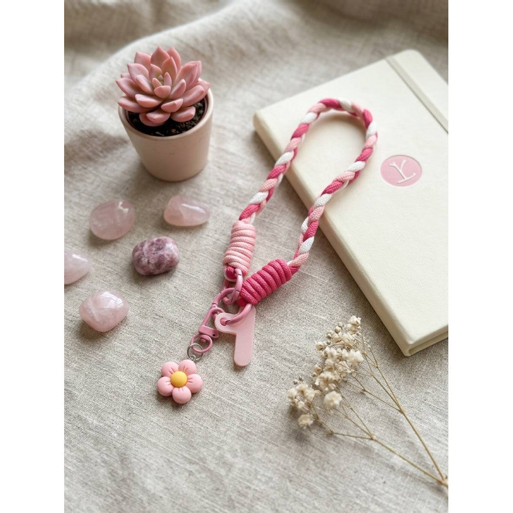 Брелок Braid Flower  — Pink&White