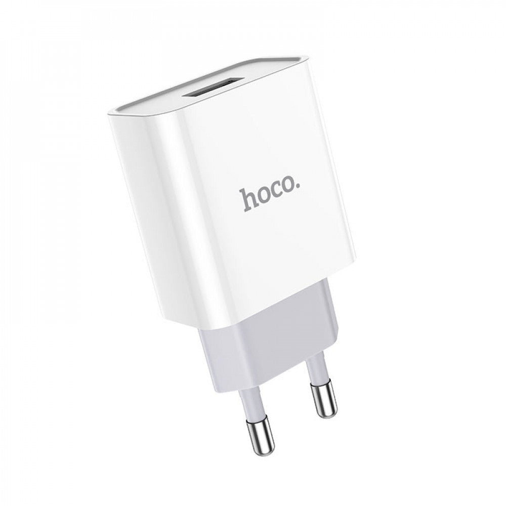 Home Charger | 2.1A | 1U | USB C Cable (1m) — Hoco C81A — White