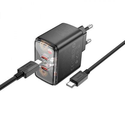 Home Charger | 45W | 2PD | C to C Cable (1m) — Hoco CS43A  — Black