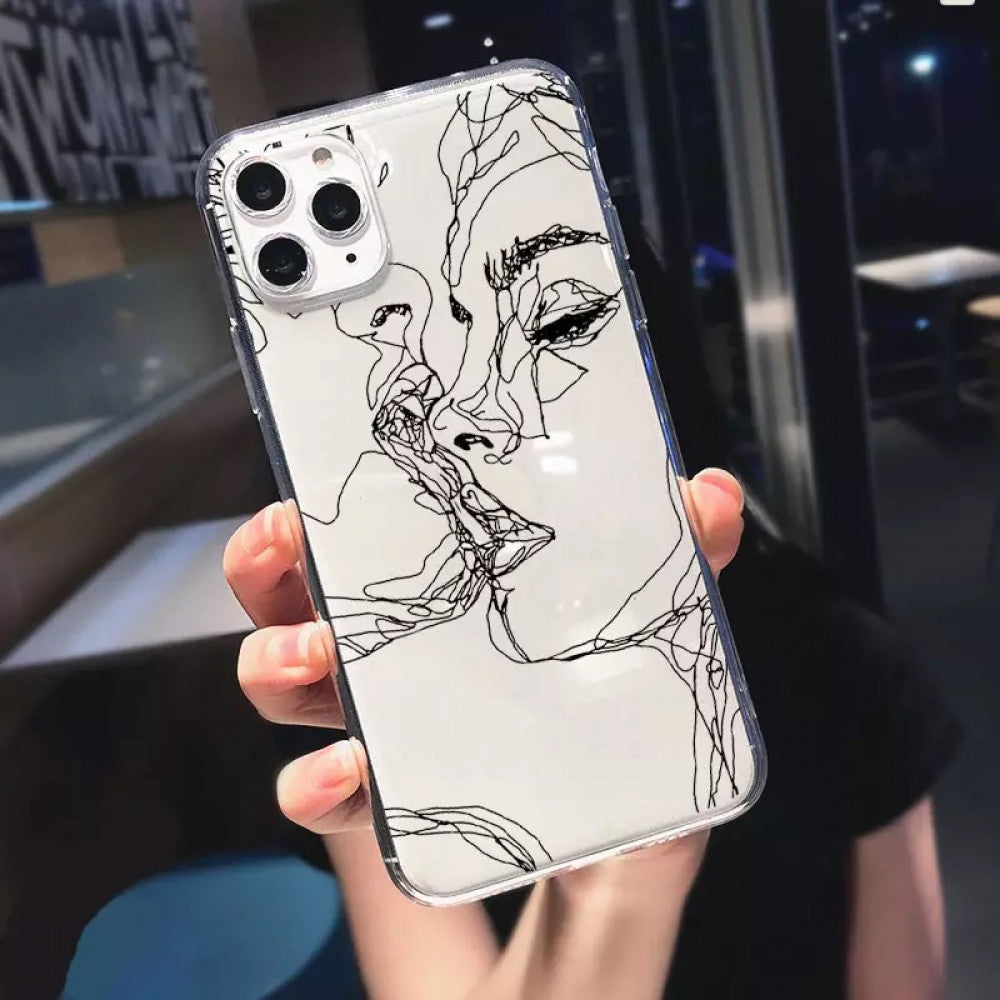Abstract geometric art line TPU case iPhone 13 Pro Max 6.7" — Heart 2