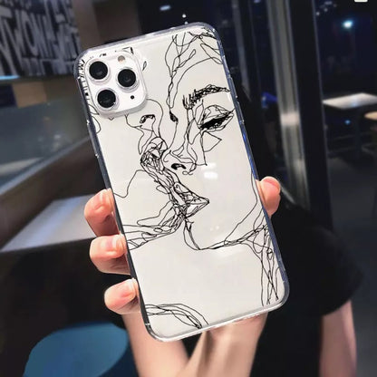 Abstract geometric art line TPU case iPhone 13 Pro Max 6.7" — Heart 2