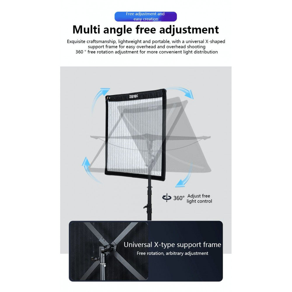 Гибкий светодиодный видеосвет ZSYB JB-150X 150W с двумя цветами 3200K-5600K.