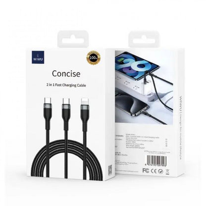 WiWU WI-C029 100W 2in1 USB-C to USB-C + Lightning Cable 1.2M