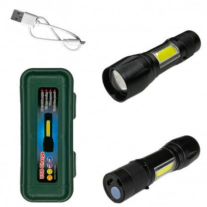 Фонарь ручной Аккумуляторный LED  512 OSL/COB металл USB