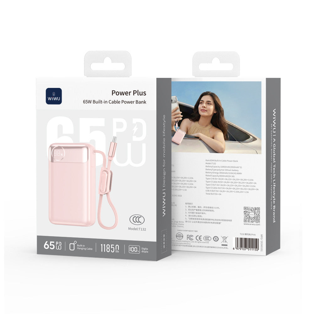 Power Bank 12000 mAh | 65W — WiWU T132 — White