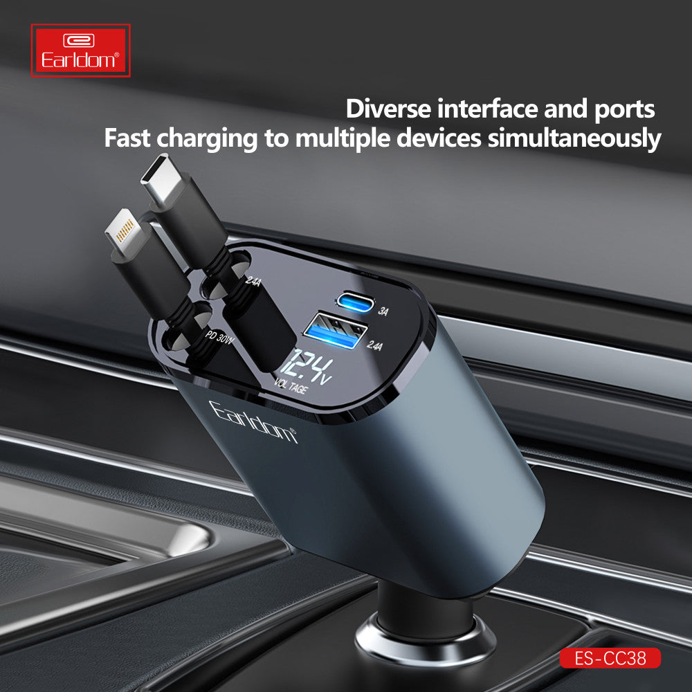 Car Charger 2.4A 1U 1C Earldom ES-CC38