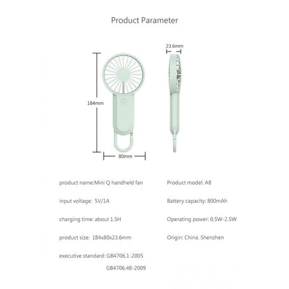 Портативный мини вентилятор GL-A8 - 800 mAh — White