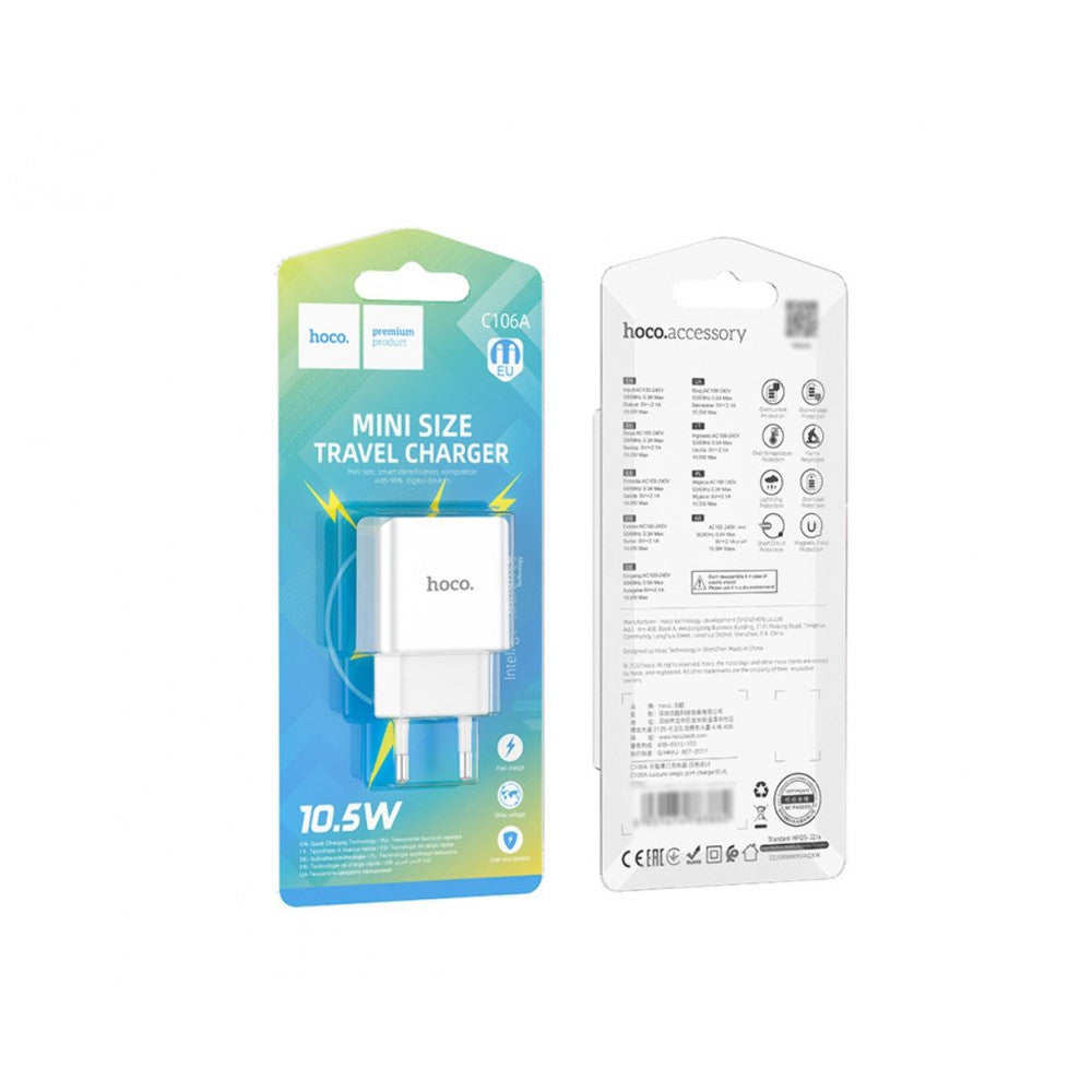 Home Charger | 2.1A | QC3.0 - Hoco C106A - White