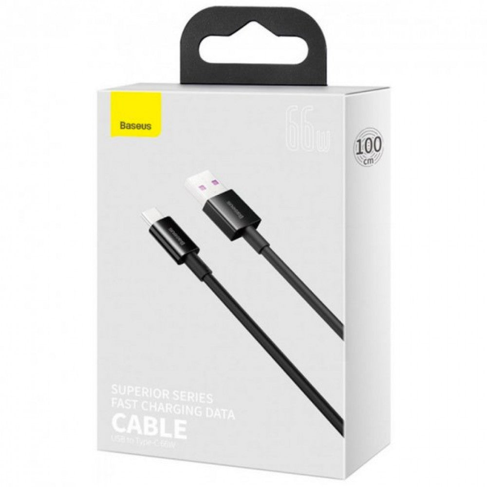 Кабель USB C 66W (1m) — Baseus (CATYS) Superior Series — CATYS-01 Black