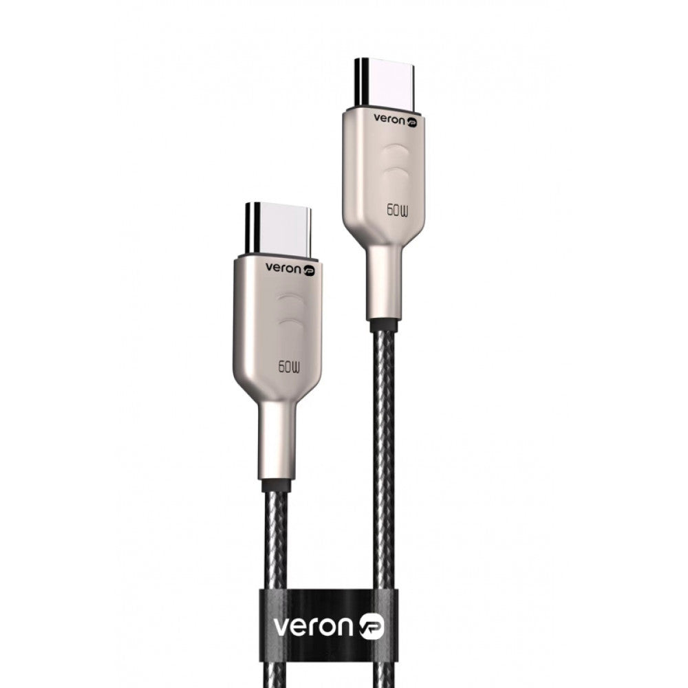 Кабель USB C to C 60W PD (1m) Veron CC04 Nylon — Black