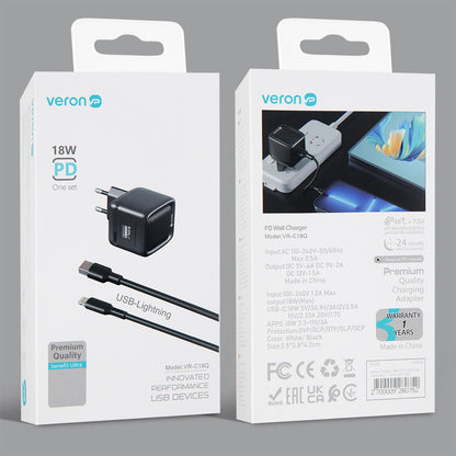 Home Charger | 18W | 1U | Lightning Cable (1m) — Veron VR-C18Q