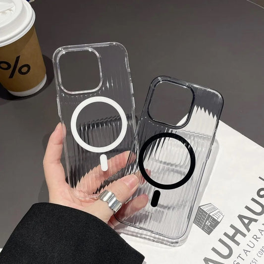 Corrugated Pattern Case With Magsafe — iPhone 15 Pro Max — White