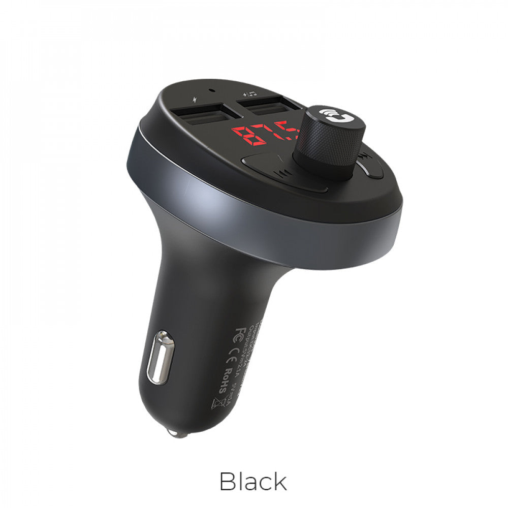 E41 In-car audio wireless FM transmitter — Black