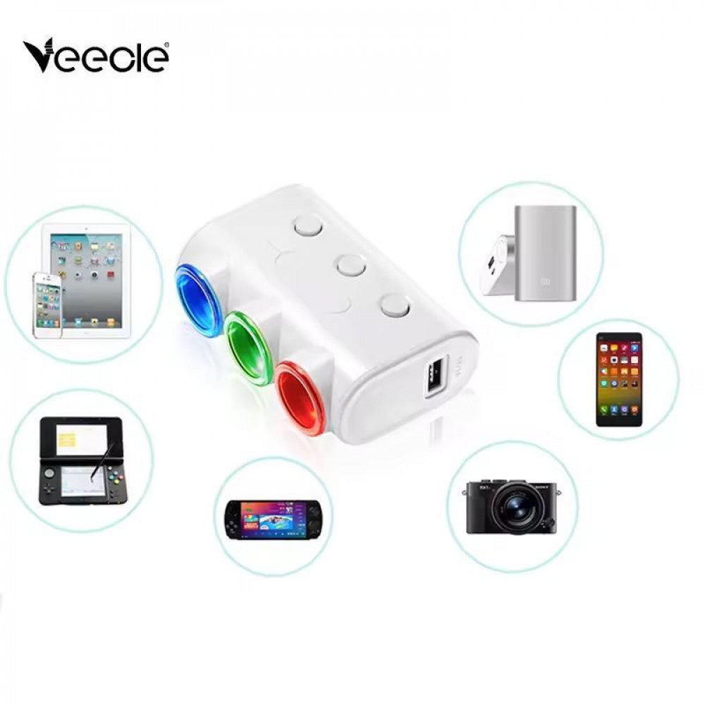 Розгалужувач прикурювача 3S 2.1A 2U 638