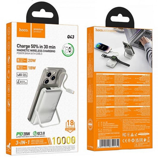 Power Bank 10000 mAh — Hoco Q43 — Silver