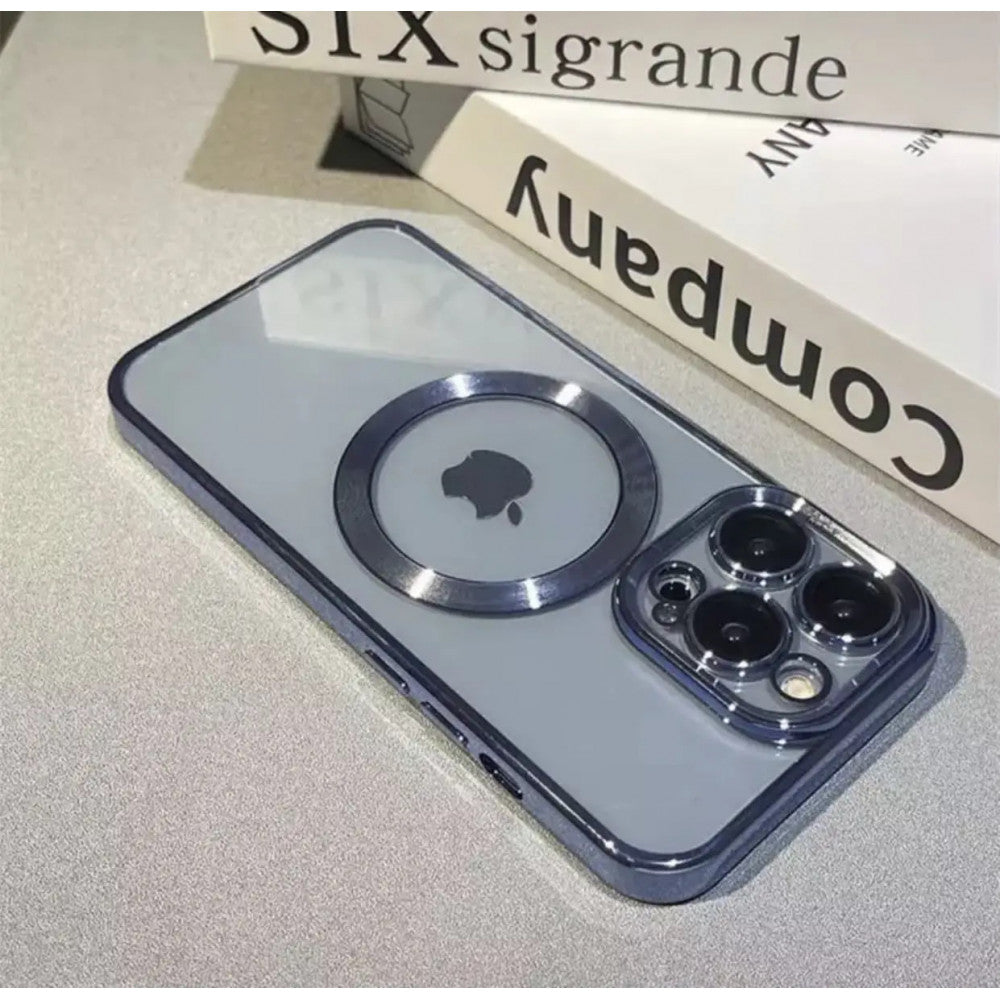 Накладка Чохли Electroplate Case With Magsafe iPhone 15 Pro Max — Dark Blue