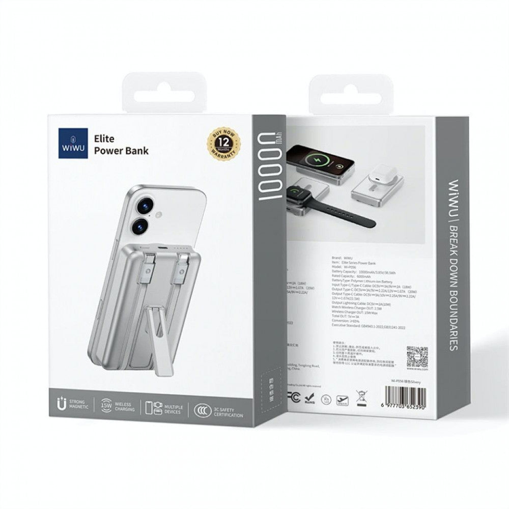 Power Bank 10000 mAh | 22.5W — WiWU Wi-P056  — Silver