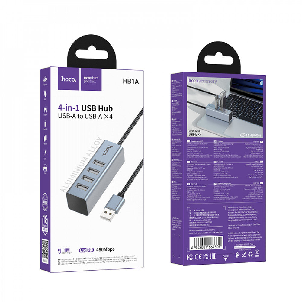 USB HUB Hoco HB1A ; USB To 4 USB