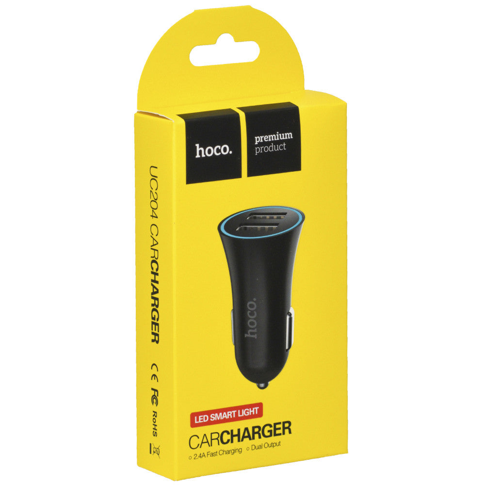 Car Charger 2.4A 2U Hoco UC204 - Black