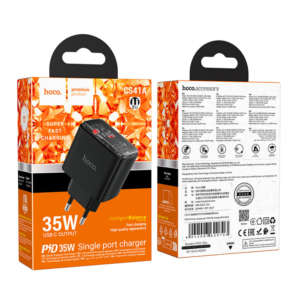 Home Charger | 35W | PD — Hoco CS41A — Black