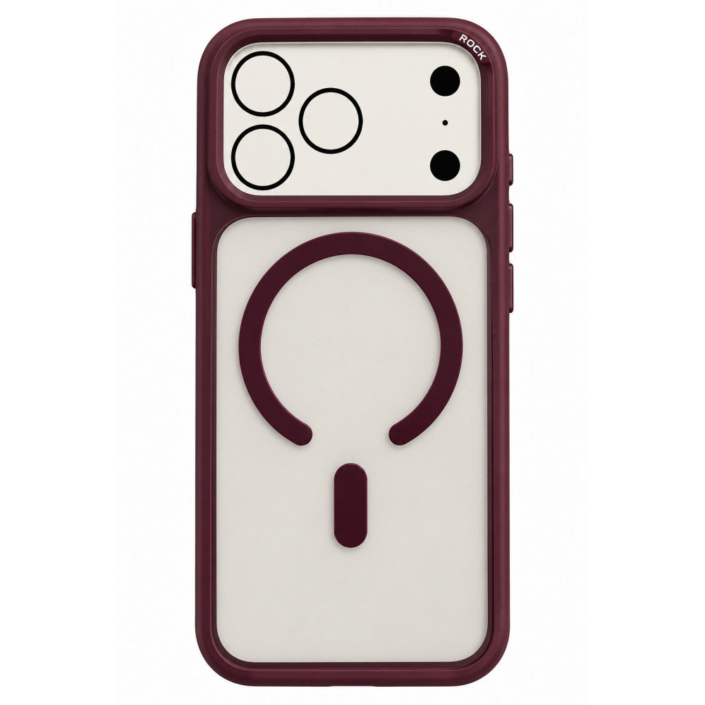 Магнитная защита чехол Rock Guard Touch (металлический Lens Frame) — iPhone 18 Pro Max — Red