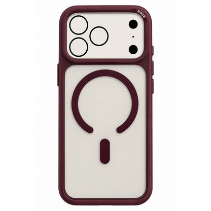 Магнитная защита чехол Rock Guard Touch (металлический Lens Frame) — iPhone 18 Pro Max — Red