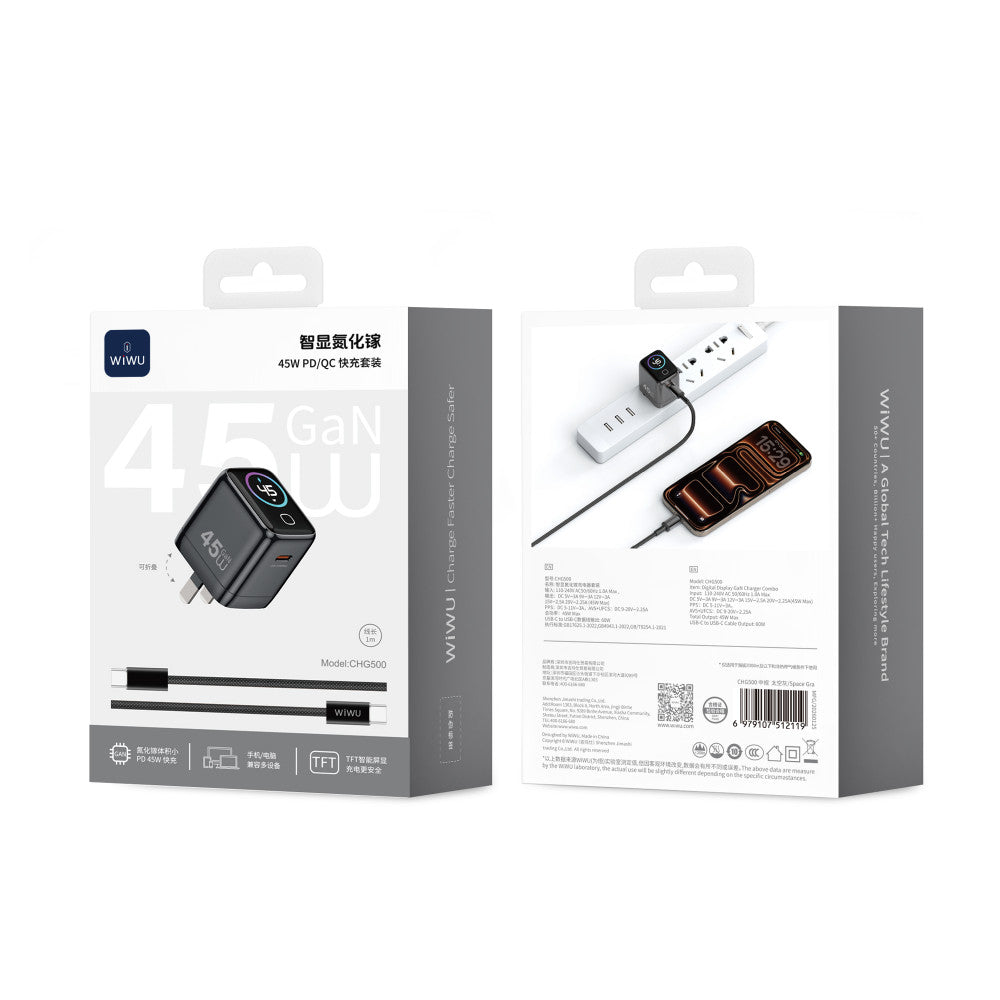 Home Charger | 45W | GaN | PD3.0  — Wiwu CHG500