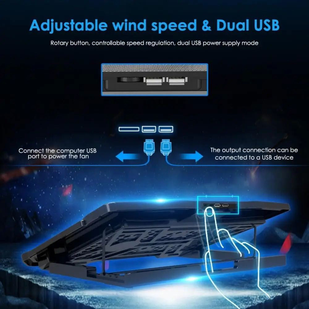 Охлаждающая Подставка кулер для ноутбука H9 (2 USB порта + 6 вентиляторов)