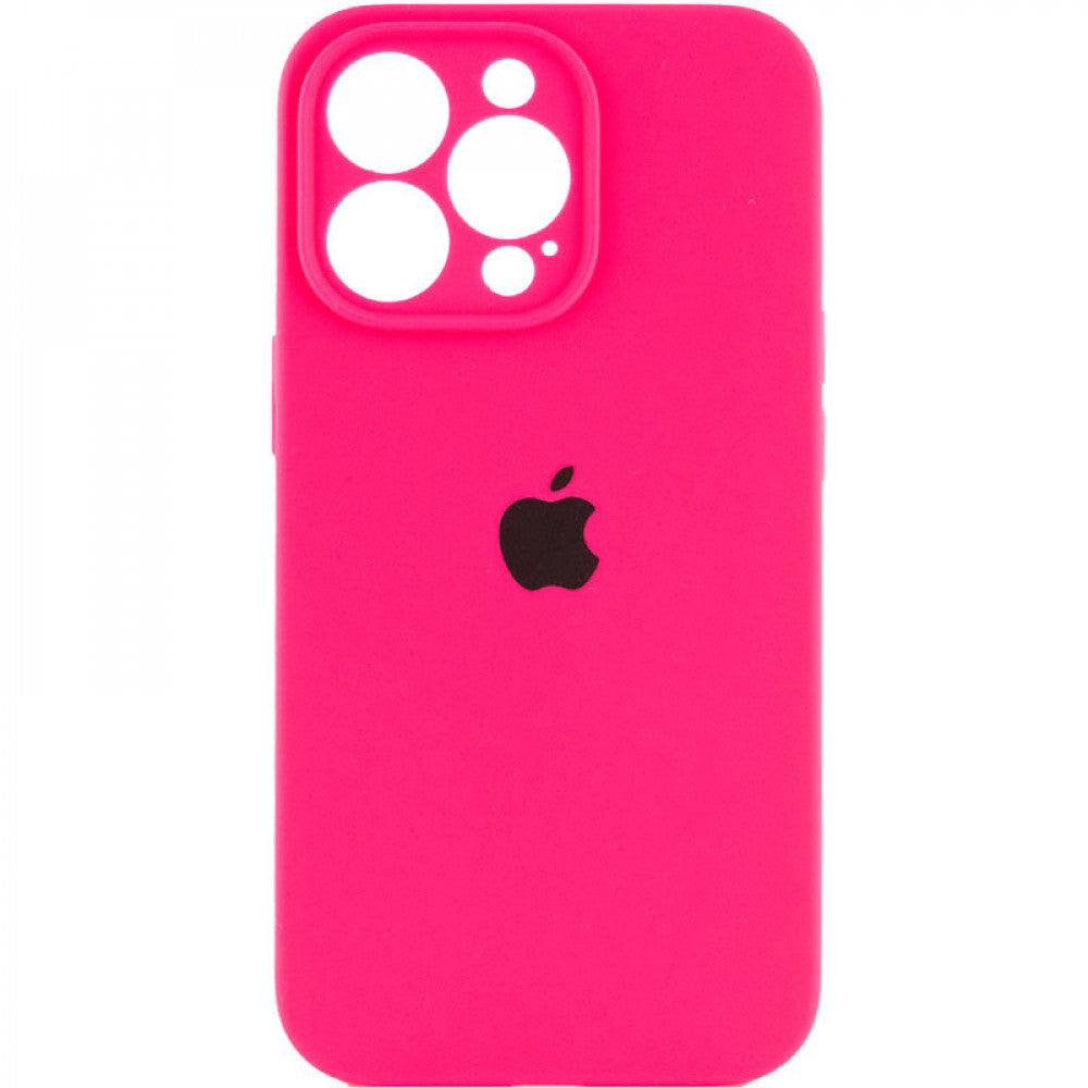 Original Silicone Case with protective camera iPhone 13 Pro Max — Neon Pink (47)
