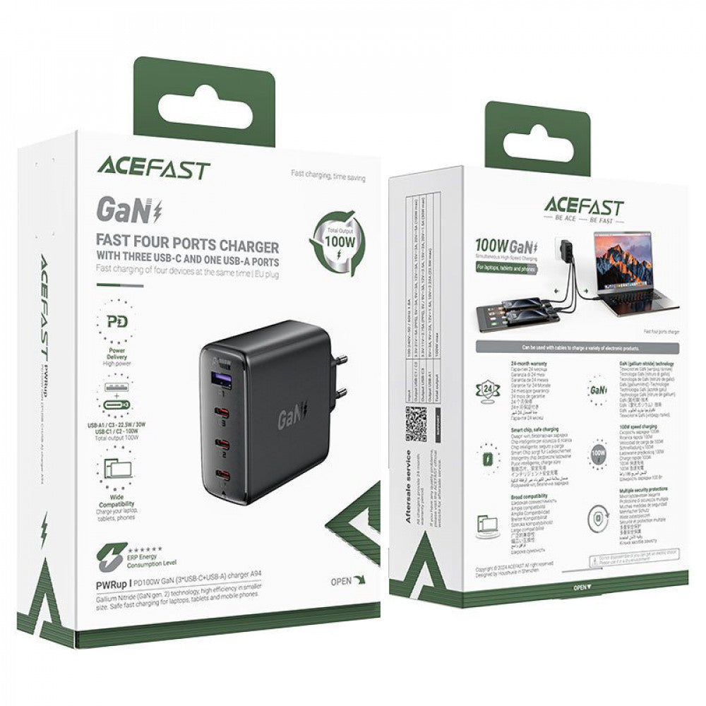 Зарядное устройство для Acefast A94, 100 Вт, GaN, 3 PD3.0, QC3.0