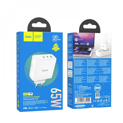 Home Charger | 65W | PD | QC3.0 — Hoco N30 — White