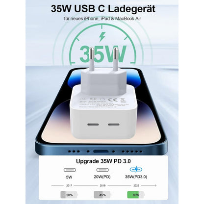 Зарядний пристрій Home Charger 35W 2PD USB C to Lightning Cable (1m) для девайсів Apple MHJ83ZM/A