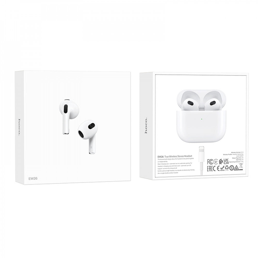 Bluetooth гарнітура TWS Hoco EW26 — White