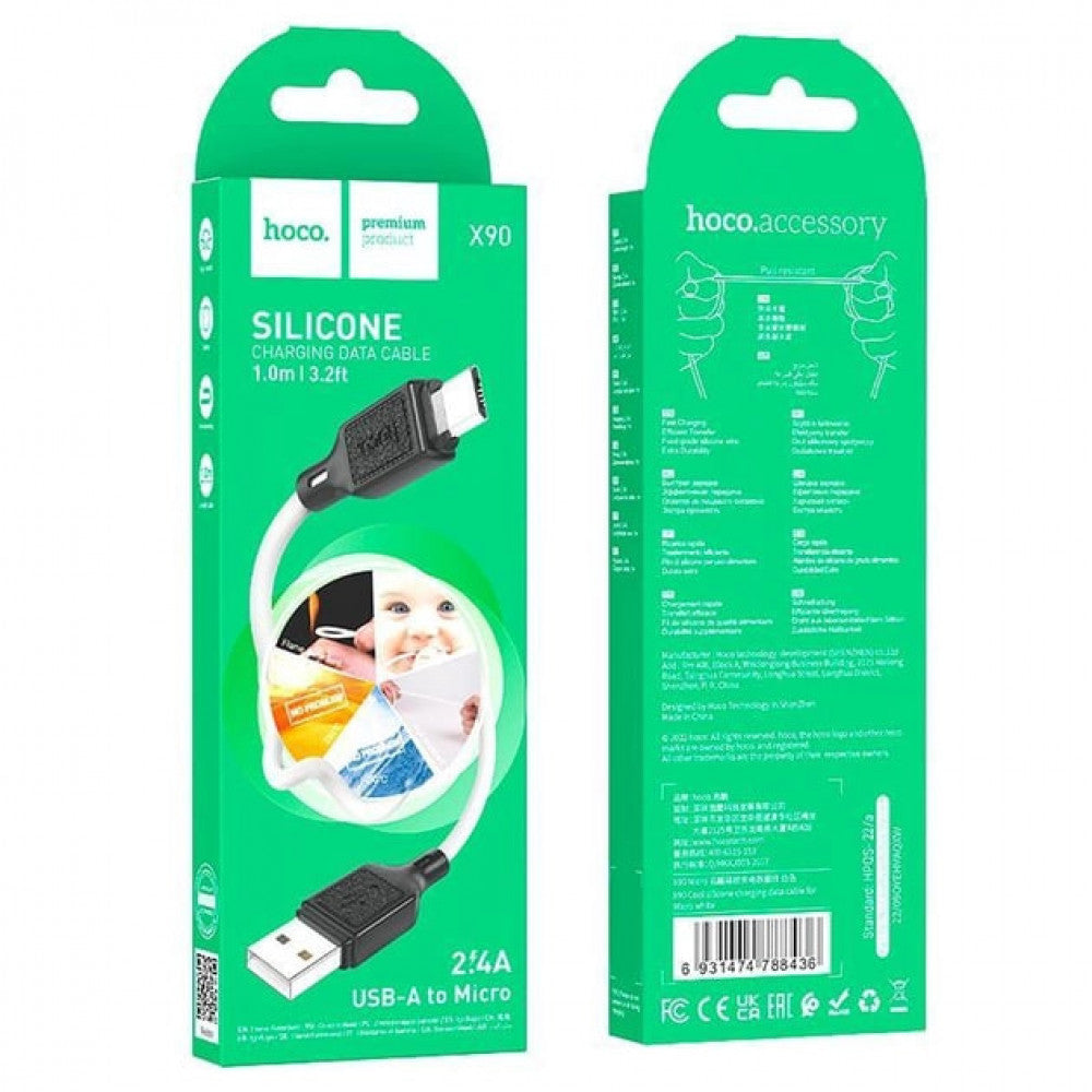 Кабель Micro 2.4A (1m) Hoco X90 Cool silicone — White