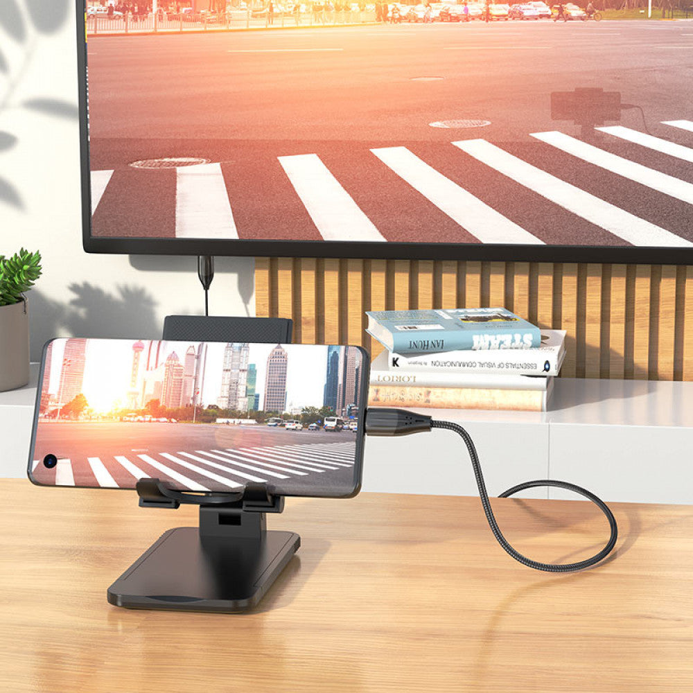 USB C to HDMI Cable (2m) — Hoco UA16 HD on screen — Metal gray