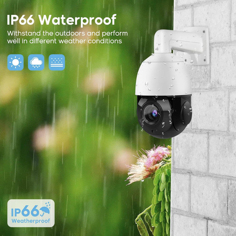 IP Camera 8MP HD-IP POE AI Smart PTZ - Model: PT-IP54F (IP66)